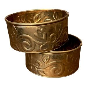 Set of Two Small Brass Planter Bowls by Holsey International